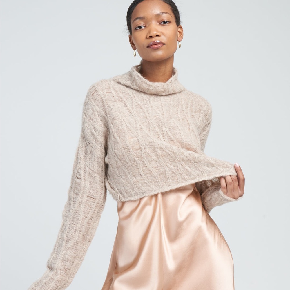 Voz Cropped Handknit Alpaca Blend Sweater